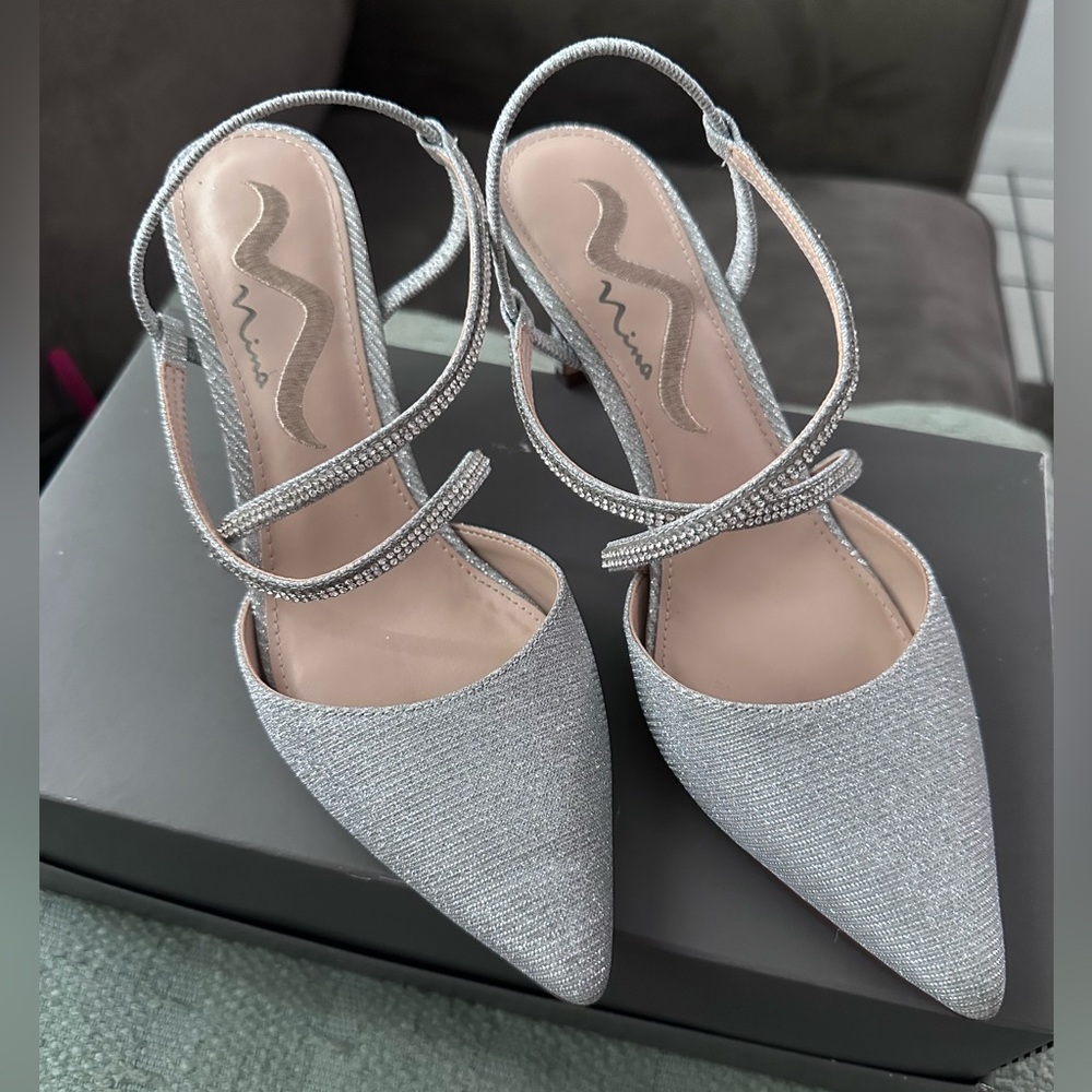 Nina Women's Glittering Silver Slingbacks
